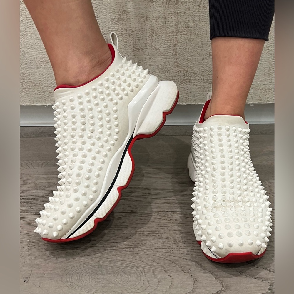Christian Louboutin Spike Sock slip on sneakers. White. Men size 39 1/2. Unisex